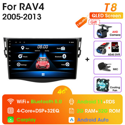 JMCQ 2Din 4G Android 11 autórádió sztereó multimédiás videó lejátszó Toyota RAV4 2005-2013 Navigációs GPS Carplay Wifi Bluetoothhoz