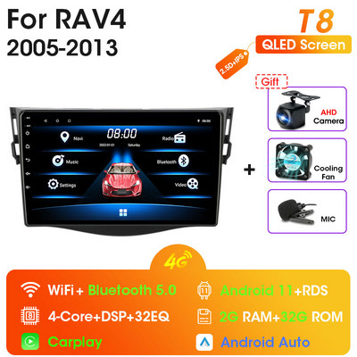 JMCQ 2Din 4G Android 11 autórádió sztereó multimédiás videó lejátszó Toyota RAV4 2005-2013 Navigációs GPS Carplay Wifi Bluetoothhoz