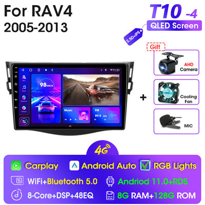 JMCQ 2Din 4G Android 11 autórádió sztereó multimédiás videó lejátszó Toyota RAV4 2005-2013 Navigációs GPS Carplay Wifi Bluetoothhoz