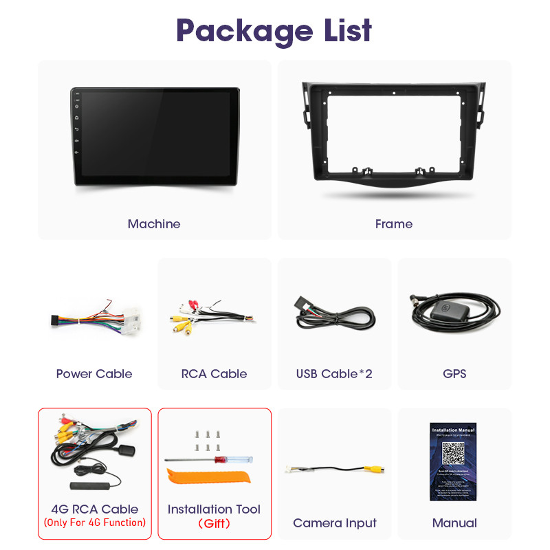 JMCQ 2Din 4G Android 11 autórádió sztereó multimédiás videó lejátszó Toyota RAV4 2005-2013 Navigációs GPS Carplay Wifi Bluetoothhoz