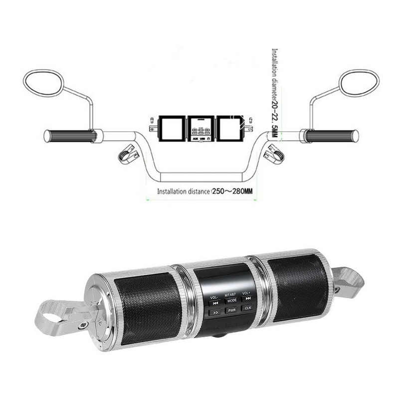 MT487 Motocicletă MP3 Music Player Difuzor BT Radio FM Suport reglabil rezistent la apă Player audio stereo