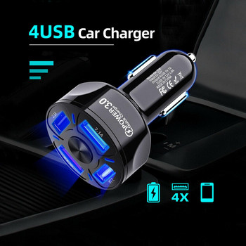 Автомобилно USB зарядно устройство PD 35W 4 порта Quick Charge 3.0 Универсално тип C Бързо зареждане за IPhone Xiaomi Redmi Type C зарядно за кола