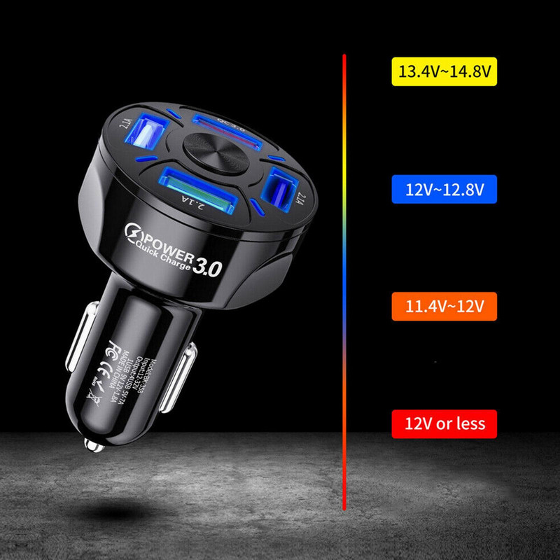 Autós USB töltő PD 35W 4 portos gyorstöltő 3.0 univerzális C típusú gyorstöltés iPhone Xiaomi Redmi Type C autós töltőhöz