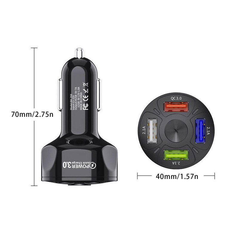 Autós USB töltő PD 35W 4 portos gyorstöltő 3.0 univerzális C típusú gyorstöltés iPhone Xiaomi Redmi Type C autós töltőhöz