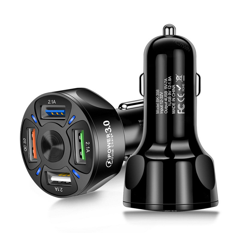 Autós USB töltő PD 35W 4 portos gyorstöltő 3.0 univerzális C típusú gyorstöltés iPhone Xiaomi Redmi Type C autós töltőhöz