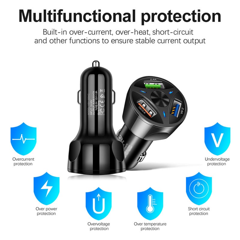 3A szivargyújtó 3.0 USB 3 aljzatos autós osztó töltő univerzális mobiltelefon töltő adapter szivargyújtó