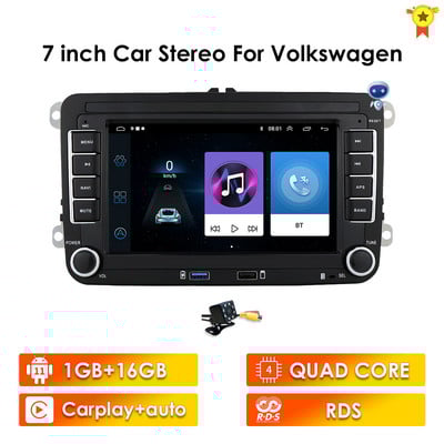 Radio 2 Din Android 10 pentru VW Polo golf 5 6 Plusat Pass B6 Jetta Tiguan Touran Sharan Scirocco Caddy Seat Carplay Auto RDS