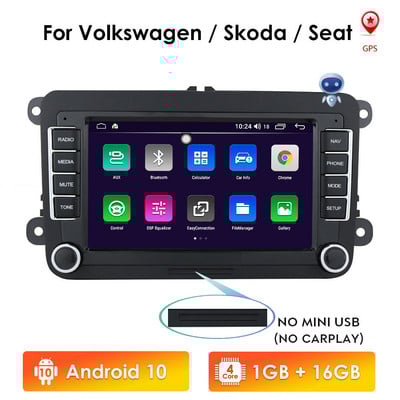 Radio 2 Din Android 10 pentru VW Polo golf 5 6 Plusat Pass B6 Jetta Tiguan Touran Sharan Scirocco Caddy Seat Carplay Auto RDS