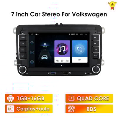 Radio 2 Din Android 10 pentru VW Polo golf 5 6 Plusat Pass B6 Jetta Tiguan Touran Sharan Scirocco Caddy Seat Carplay Auto RDS