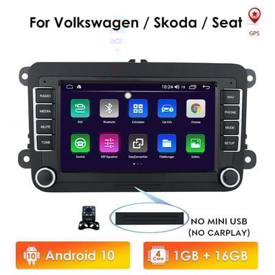 Radio 2 Din Android 10 pentru VW Polo golf 5 6 Plusat Pass B6 Jetta Tiguan Touran Sharan Scirocco Caddy Seat Carplay Auto RDS