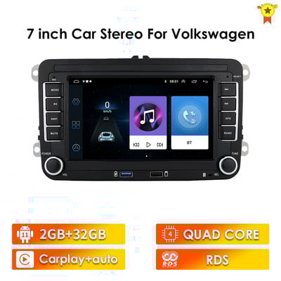 Radio 2 Din Android 10 pentru VW Polo golf 5 6 Plusat Pass B6 Jetta Tiguan Touran Sharan Scirocco Caddy Seat Carplay Auto RDS