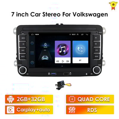 Radio 2 Din Android 10 pentru VW Polo golf 5 6 Plusat Pass B6 Jetta Tiguan Touran Sharan Scirocco Caddy Seat Carplay Auto RDS