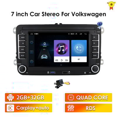 Radio 2 Din Android 10 pentru VW Polo golf 5 6 Plusat Pass B6 Jetta Tiguan Touran Sharan Scirocco Caddy Seat Carplay Auto RDS