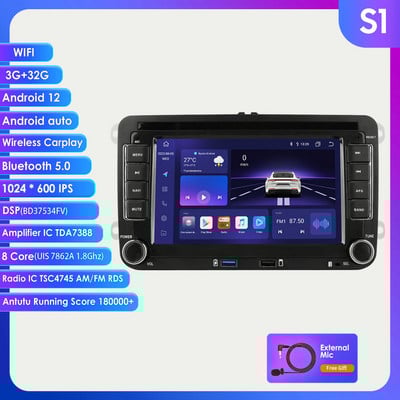 Radio 2 Din Android 10 pentru VW Polo golf 5 6 Plusat Pass B6 Jetta Tiguan Touran Sharan Scirocco Caddy Seat Carplay Auto RDS