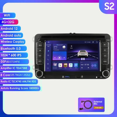 Radio 2 Din Android 10 pentru VW Polo golf 5 6 Plusat Pass B6 Jetta Tiguan Touran Sharan Scirocco Caddy Seat Carplay Auto RDS