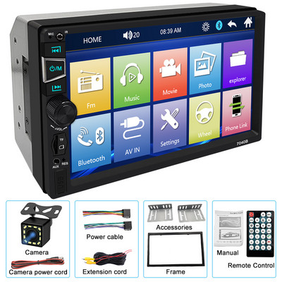 AHOUDY Bluetooth авторадио HD сензорен екран FM аудио 2 Din мултимедиен видео плейър 7040B за автомобилни радиостанции Toyota KIA Ford VW