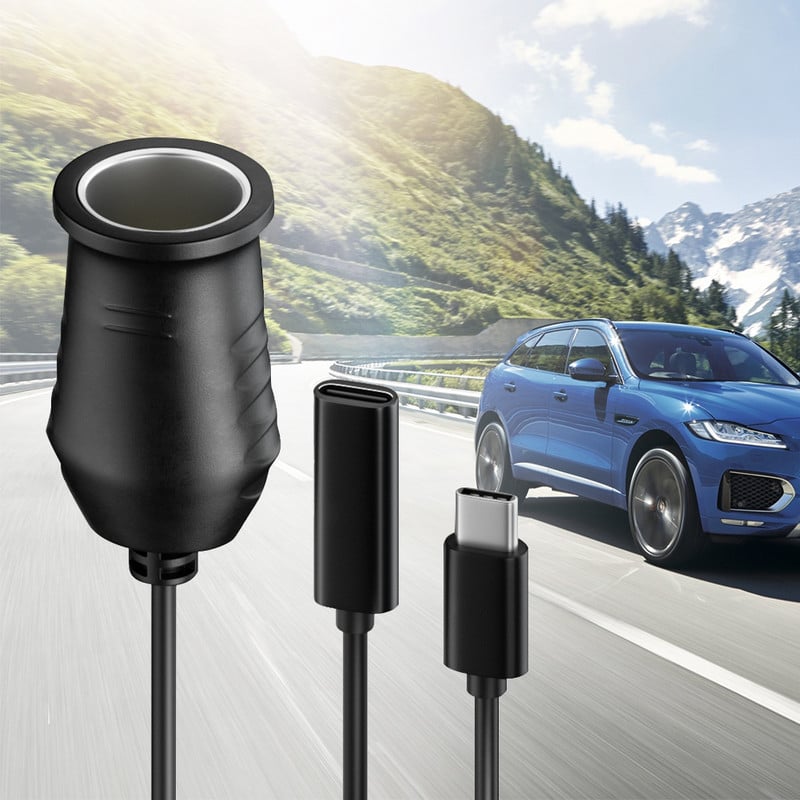 65W tip C tip C priză pentru brichetă mașină Accesorii pentru mașină Brichetă pentru încărcare Linie electrică de conversie pentru GPS E-Dog M