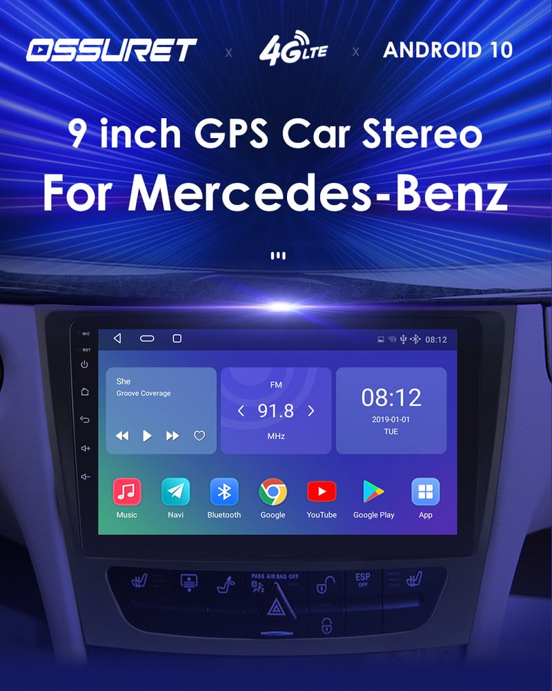 Autoradio Android Audio pentru Mercedes W211 W219 W209 W463 Carplay 2002-2011 Auto Stereo Video Player Multimedia GPS AUDIO 8G+128G