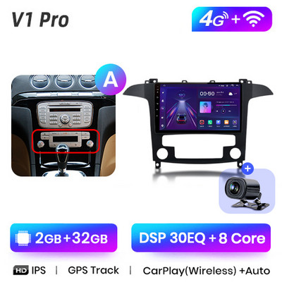 Junsun V1pro AI Voice 2din Android Auto rádió Ford S-Max S max 2007-2015 Carplay 4G autós multimédia lejátszó Navigáció GPS DVD