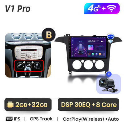 Junsun V1pro AI Voice 2din Android Auto rádió Ford S-Max S max 2007-2015 Carplay 4G autós multimédia lejátszó Navigáció GPS DVD