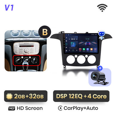 Junsun V1pro AI Voice 2din Android Auto rádió Ford S-Max S max 2007-2015 Carplay 4G autós multimédia lejátszó Navigáció GPS DVD