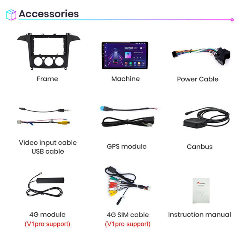 Junsun V1pro AI Voice 2din Android Auto rádió Ford S-Max S max 2007-2015 Carplay 4G autós multimédia lejátszó Navigáció GPS DVD