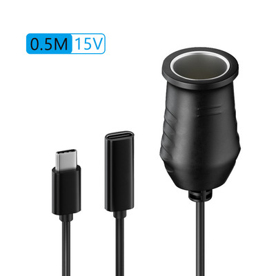 65 W-os PD Type-C konverziós tápkábel 9V/12V/15V/20V USB-C szivargyújtó hosszabbítókábel tápegysége a GPS ventilátor műszerfali kamerához