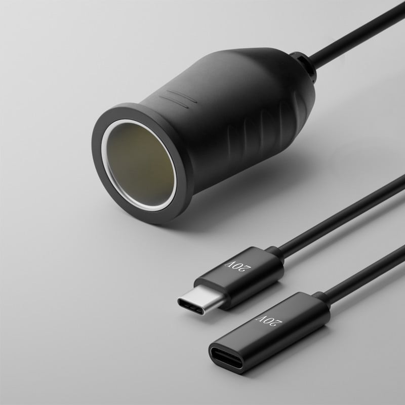 65 W-os PD Type-C konverziós tápkábel 9V/12V/15V/20V USB-C szivargyújtó hosszabbítókábel tápegysége a GPS ventilátor műszerfali kamerához
