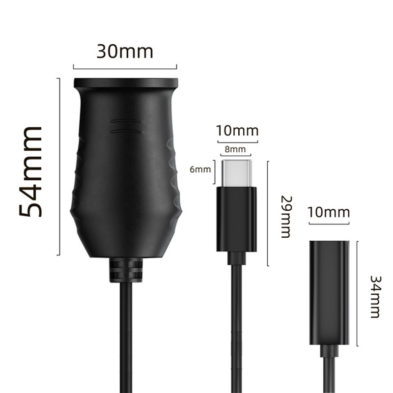 65 W-os PD Type-C konverziós tápkábel 9V/12V/15V/20V USB-C szivargyújtó hosszabbítókábel tápegysége a GPS ventilátor műszerfali kamerához