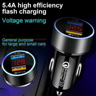 Încărcător auto universal Afișaj digital dublu USB 5VQC3.0+2.4A Adaptor încărcător auto Accesorii auto Interior pentru iPhone XR 11