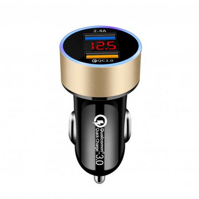 Încărcător auto universal Afișaj digital dublu USB 5VQC3.0+2.4A Adaptor încărcător auto Accesorii auto Interior pentru iPhone XR 11