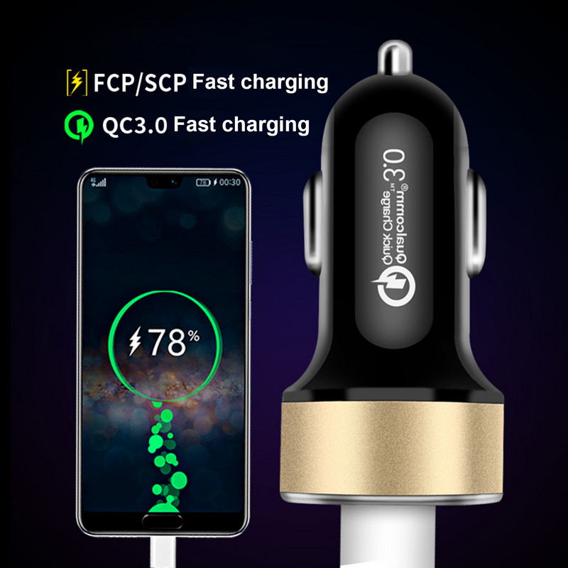 Încărcător auto universal Afișaj digital dublu USB 5VQC3.0+2.4A Adaptor încărcător auto Accesorii auto Interior pentru iPhone XR 11