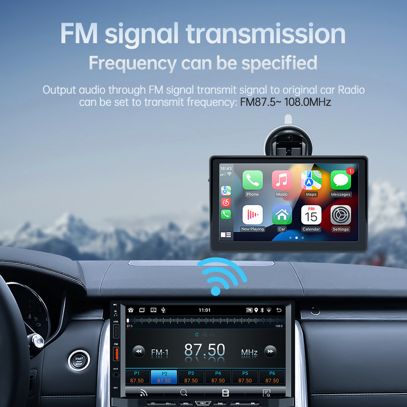 Radio de mașină universal de 7 inchi FM Player video multimedia portabil fără fir Apple CarPlay Android Ecran tactil automat pentru BMW VW KIA