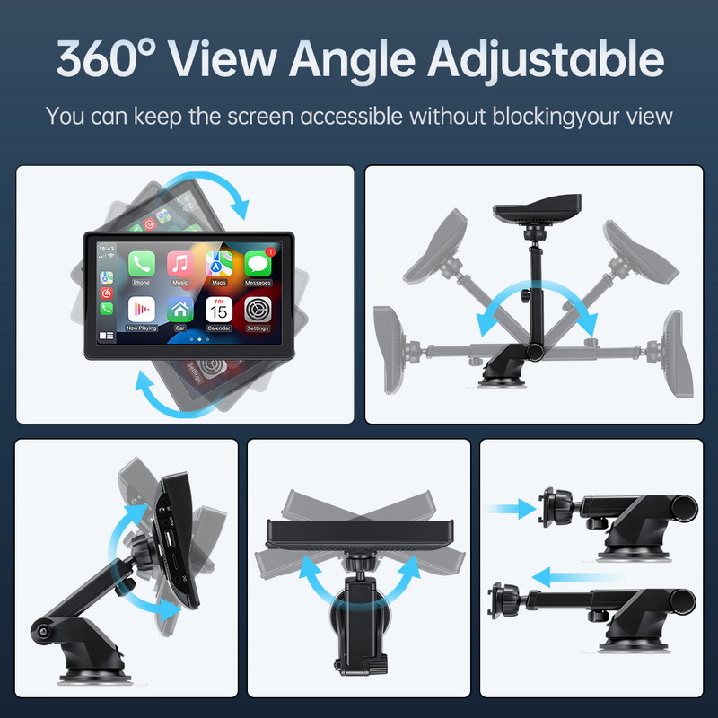 Radio de mașină universal de 7 inchi FM Player video multimedia portabil fără fir Apple CarPlay Android Ecran tactil automat pentru BMW VW KIA