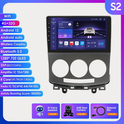 Radio auto Android 9 inch 2Din pentru Mazda 5 2005-2010 Multimedia RDS Autoradio Stereo Video Audio BT RDS 4G-LTE Carplay 8G+128G