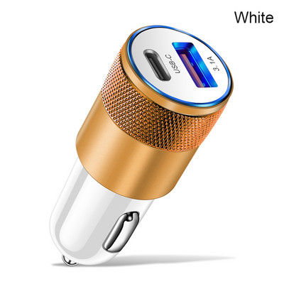 Încărcător auto 15W USB PD 2 porturi Adaptor încărcător auto 12V/24V Încărcare rapidă Splitter brichetă auto pentru telefon iPhone Xiaomi