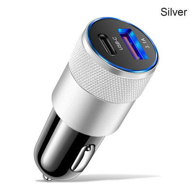 Încărcător auto 15W USB PD 2 porturi Adaptor încărcător auto 12V/24V Încărcare rapidă Splitter brichetă auto pentru telefon iPhone Xiaomi