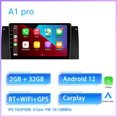 JIULUNET 8 nuclee Radio Auto Android 12 pentru BMW X5 E39 E53 1999 - 2006 Player Multimedia Navigație Wireless Carplay Auto GPS