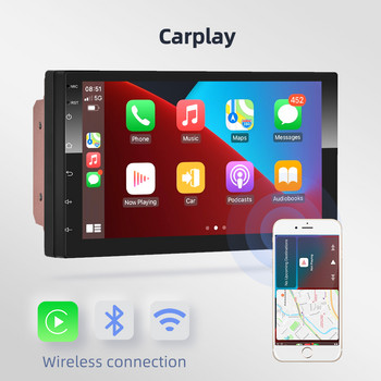 Podofo 2 Din Android 10.0 Ραδιόφωνο αυτοκινήτου Στερεοφωνικό AI GPS Carplay Multimedia Video Player για VW Nissan Hyundai Toyota CR-V KIA