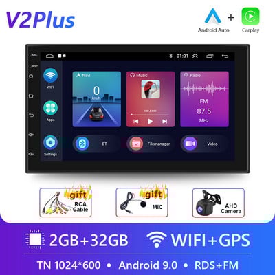 Podofo 2 Din Android 10.0 Radio Auto Audio Stereo AI GPS Carplay Player Video Multimedia Pentru VW Nissan Hyundai Toyota CR-V KIA