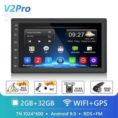 Podofo 2 Din Android 10.0 Radio Auto Audio Stereo AI GPS Carplay Player Video Multimedia Pentru VW Nissan Hyundai Toyota CR-V KIA