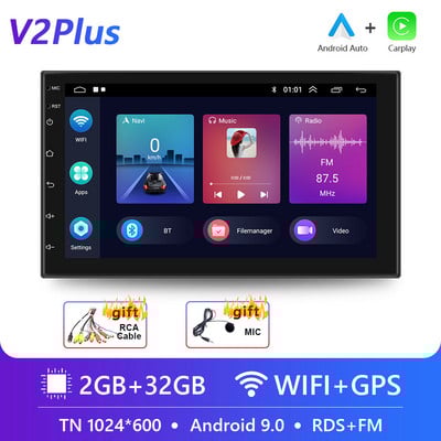Podofo 2 Din Android 10.0 Radio Auto Audio Stereo AI GPS Carplay Player Video Multimedia Pentru VW Nissan Hyundai Toyota CR-V KIA