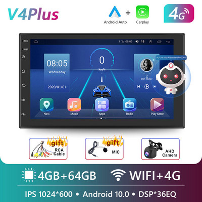Podofo 2 Din Android 10.0 Radio Auto Audio Stereo AI GPS Carplay Player Video Multimedia Pentru VW Nissan Hyundai Toyota CR-V KIA