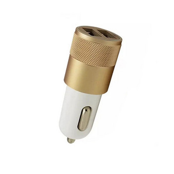 1 бр. Ново зарядно за кола Bullet Универсално алуминиева сплав Метал Dual USB Small Steel Cannon Mini Multifunctional Car Phone Charger