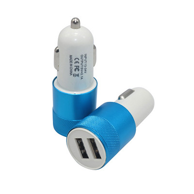 1 ks Nová nabíjačka do auta Bullet Univerzálna hliníková zliatina Kov Dual USB Malá oceľová Cannon Mini multifunkčná nabíjačka do auta