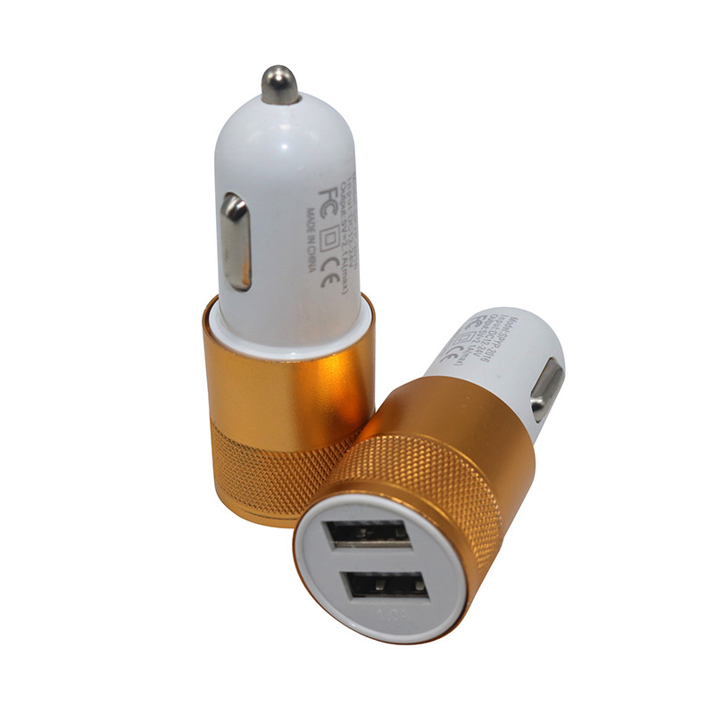 1 vnt Naujas automobilinis įkroviklis Bullet universalus aliuminio lydinio metalo dvigubas USB mažas plieninis patrankas mini daugiafunkcis automobilinio telefono įkroviklis