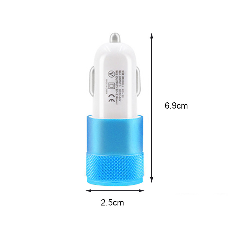 1 vnt Naujas automobilinis įkroviklis Bullet universalus aliuminio lydinio metalo dvigubas USB mažas plieninis patrankas mini daugiafunkcis automobilinio telefono įkroviklis