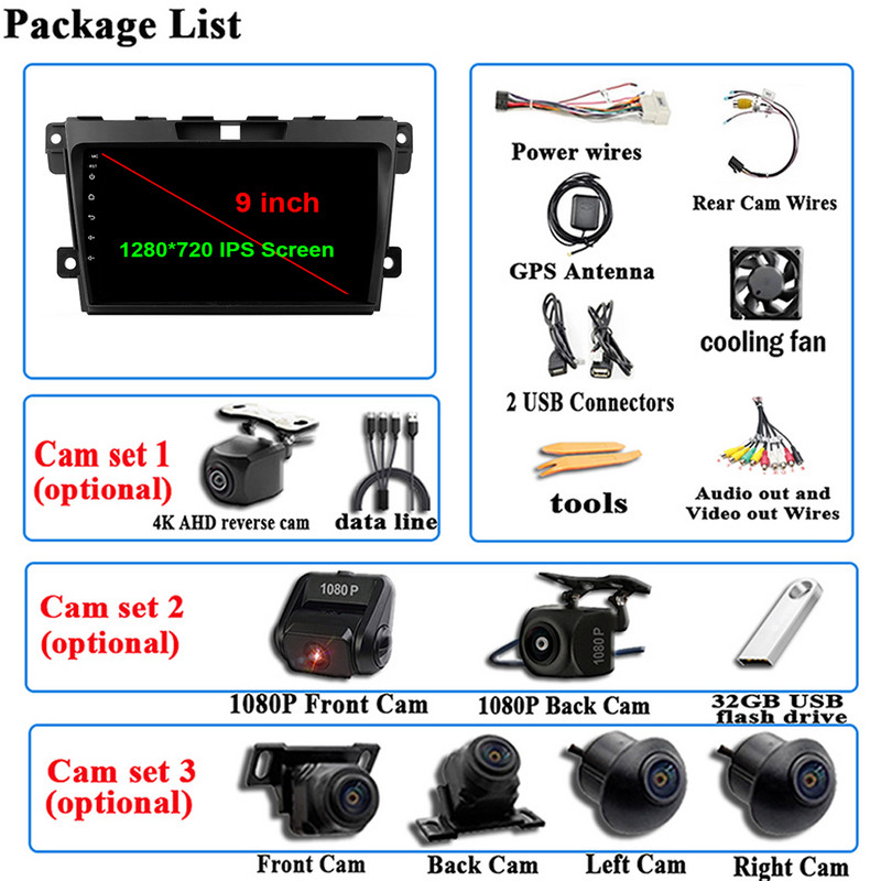 Android 12 Auto Radio Player za MAZDA CX 7 CX - 7 2008 - 2015 Android Auto 360 Kamera bez DVD-a Carplay IPS DSP BT WIFI