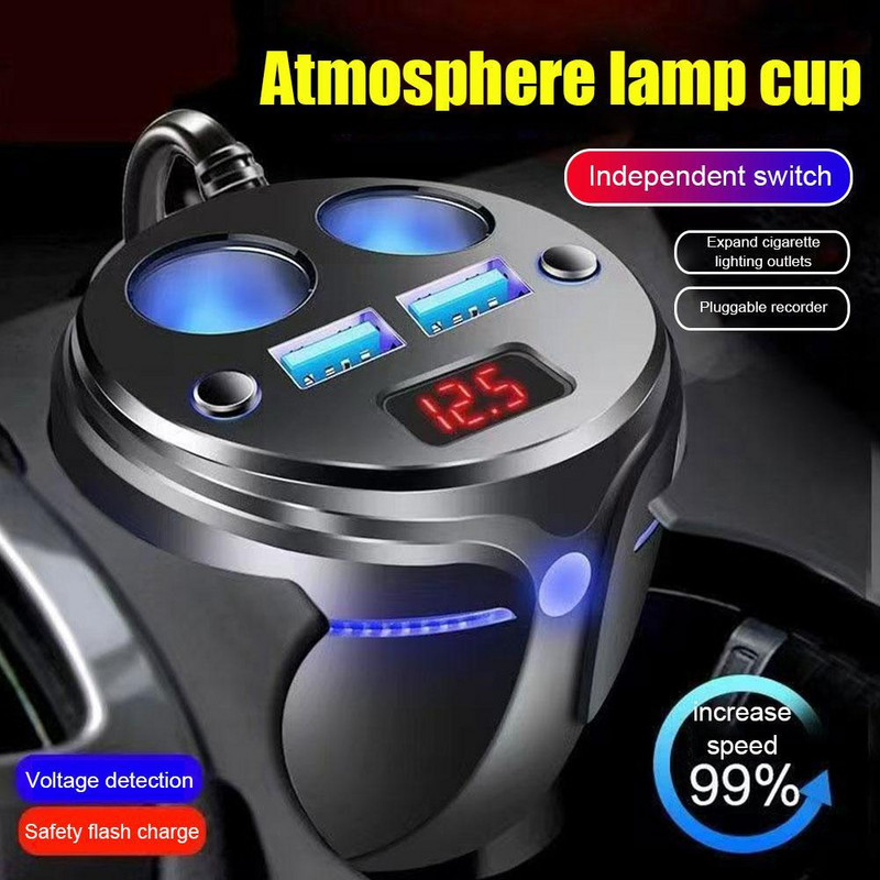 Splitter dublu USB pentru brichetă auto 3.1A Priză Splitter Brichetă pentru pahare Suport pentru accesorii auto Încărcător țigară B6N0