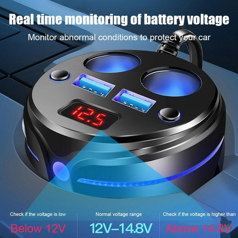 Splitter dublu USB pentru brichetă auto 3.1A Priză Splitter Brichetă pentru pahare Suport pentru accesorii auto Încărcător țigară B6N0